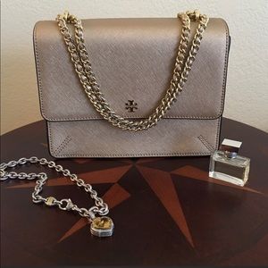 Taupe Gold Tory Burch Purse